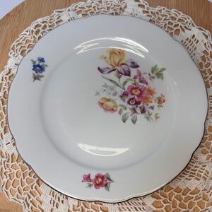 Vintage Kahla Floral Saucer Plate | GDR East Germany | Scalloped Gold Rim